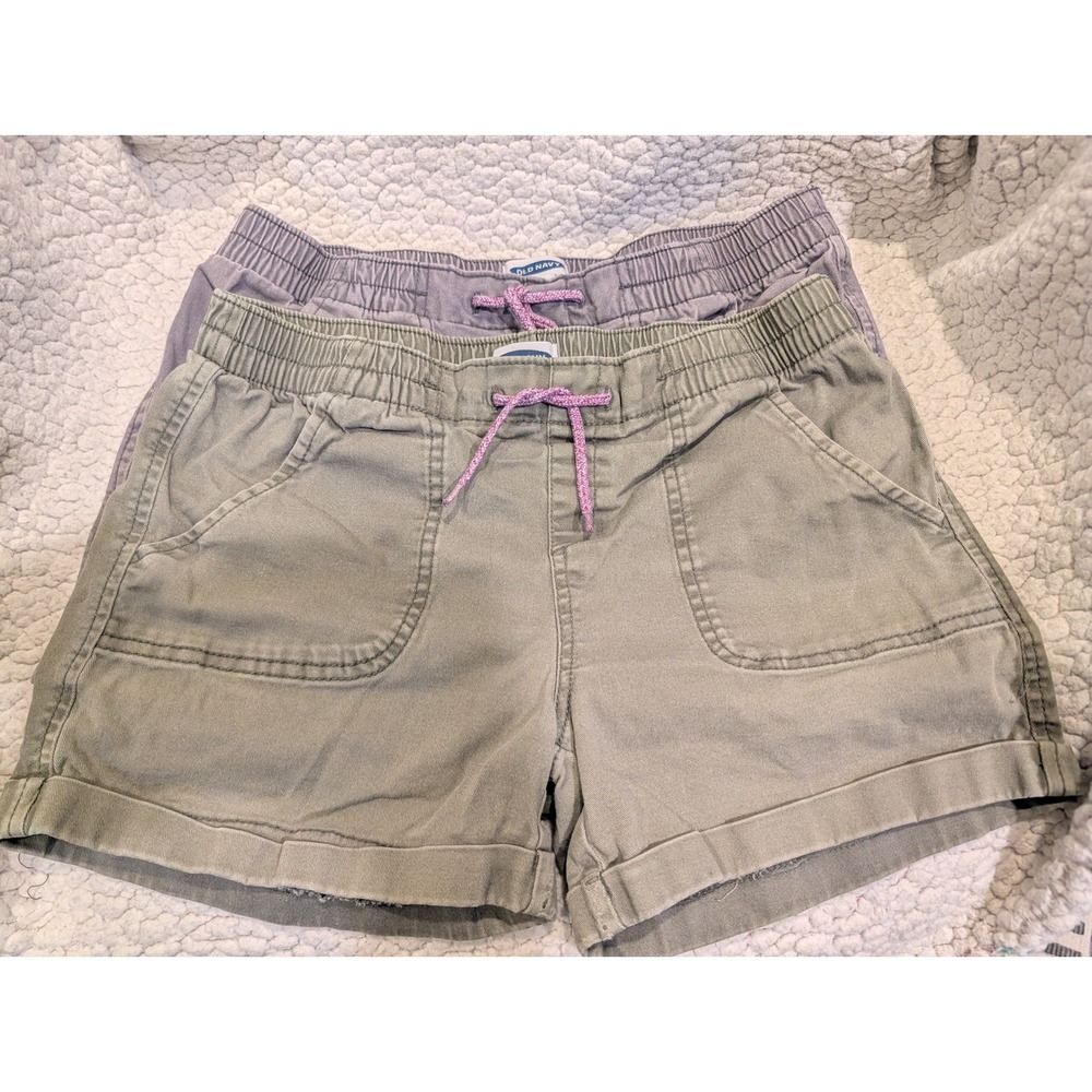 Old Navy Girls XL 14 Pull On Shorts bundle of 2 Olive Green Grey Cotton Stretch